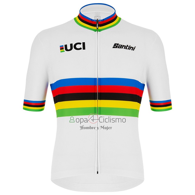 Uci Mondo Campione Ropa Ciclismo Culotte Corto 2023 Hombre Mangas Cortas Rainbow